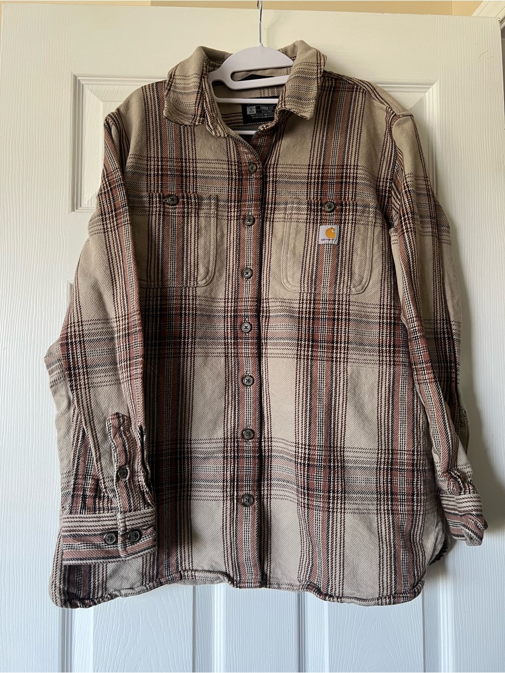 Carhartt Tan Plaid Button-Up Shirt Jacket